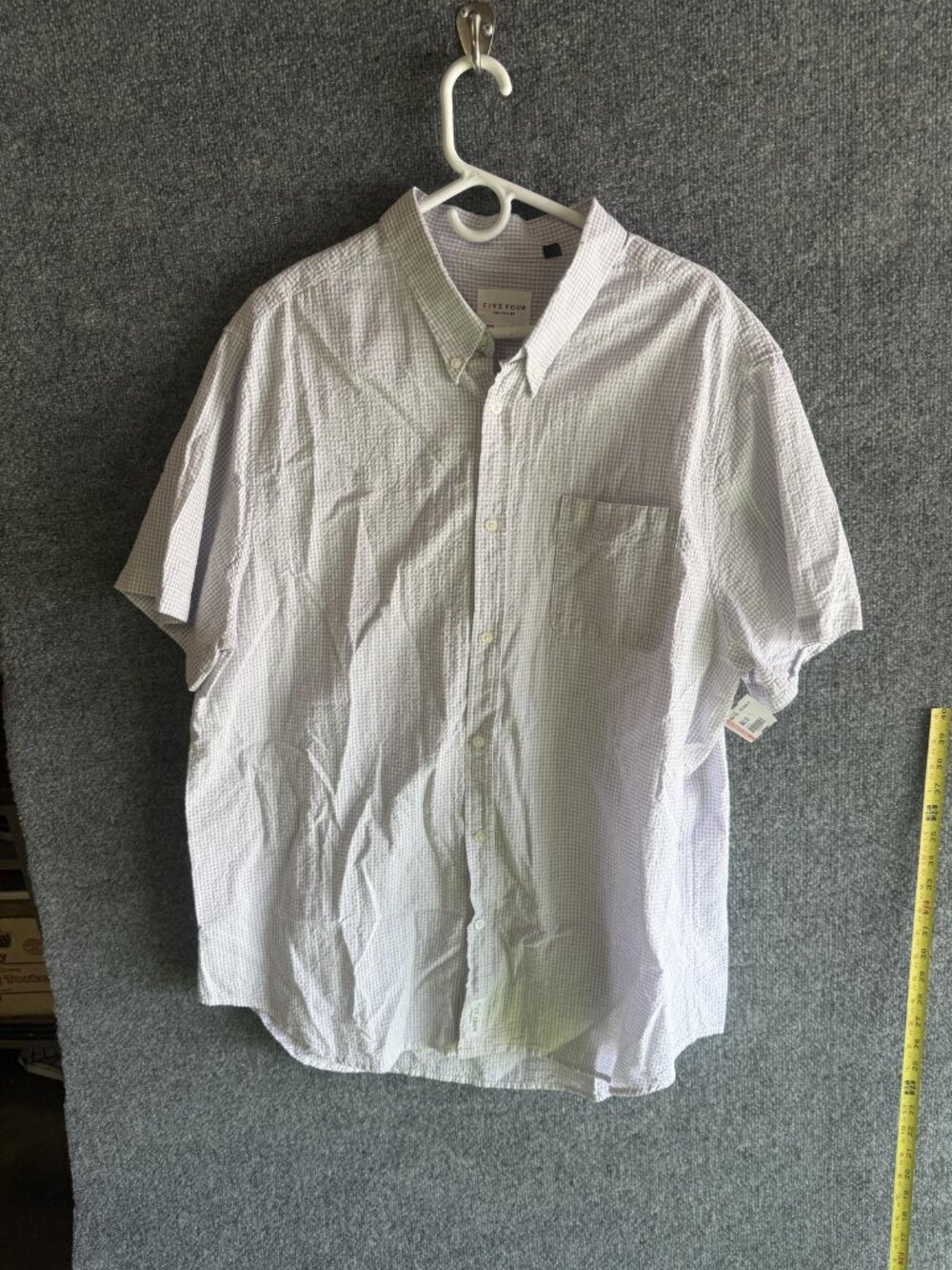 Five Four Shirt Mens 2XL Purple Check Short Sleeve Button Down Casual Cotton